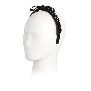 LELE SADOUGHI Jet Faux Pearl Bardot Ribbon Headband